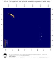 #4 Map South Georgia and the Islands: color-coded topography, shaded relief, country borders and capital