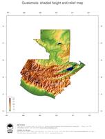 #3 Map Guatemala: color-coded topography, shaded relief, country borders and capital