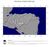 #4 Map Honduras: shaded relief, country borders and capital