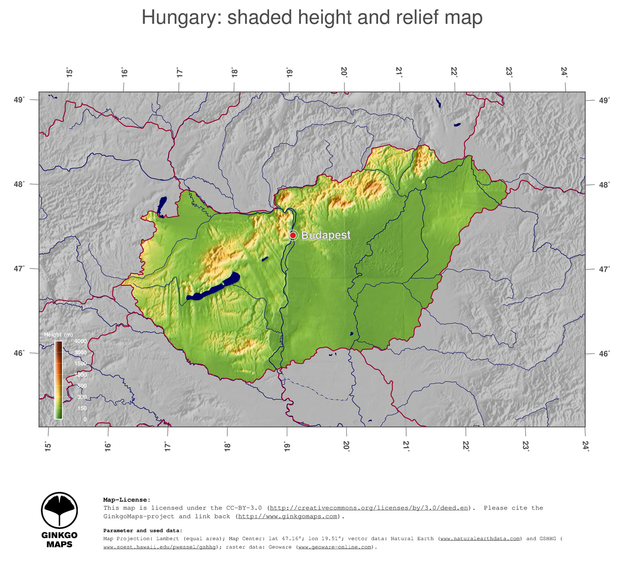 Map Hungary; GinkgoMaps continent: Europe; region: Hungary