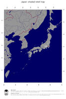 #4 Map Japan: shaded relief, country borders and capital