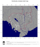 #4 Map Cambodia: shaded relief, country borders and capital