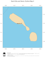 #2 Map Saint Kitts and Nevis: political country borders and capital (outline map)