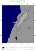 #4 Map Lebanon: shaded relief, country borders and capital