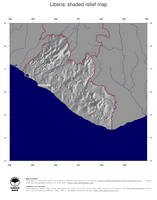 #4 Map Liberia: shaded relief, country borders and capital