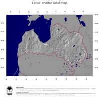 #4 Map Latvia: shaded relief, country borders and capital