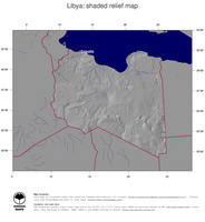 #4 Map Libya: shaded relief, country borders and capital