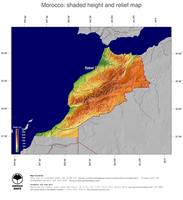 #5 Map Morocco: color-coded topography, shaded relief, country borders and capital