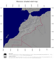 #4 Map Morocco: shaded relief, country borders and capital
