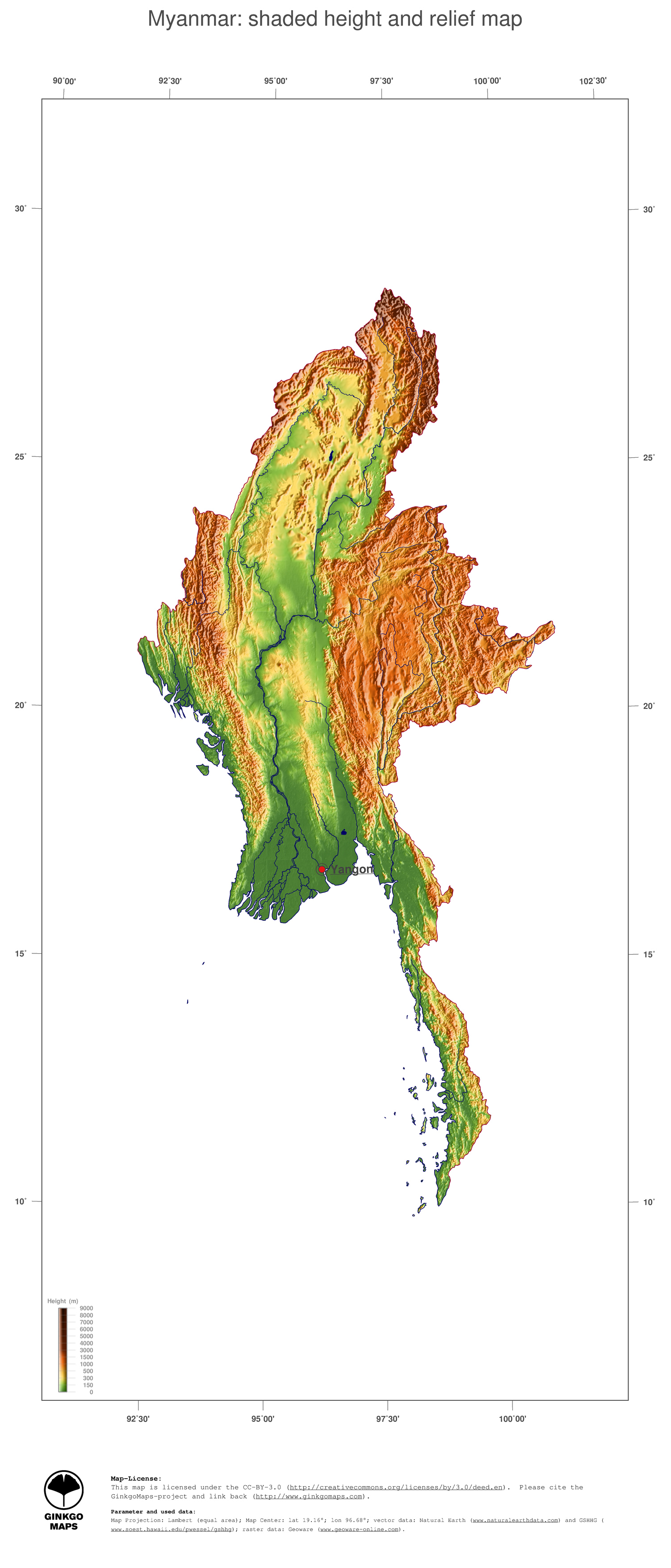 Map Myanmar (former Burma); GinkgoMaps continent: Asia; region: Myanmar