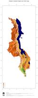 #3 Map Malawi: color-coded topography, shaded relief, country borders and capital