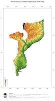 #3 Map Mozambique: color-coded topography, shaded relief, country borders and capital