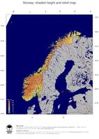 #4 Map Norway: color-coded topography, shaded relief, country borders and capital