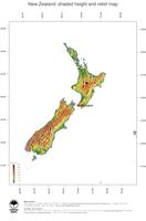 #3 Map New Zealand: color-coded topography, shaded relief, country borders and capital