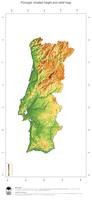 #3 Map Portugal: color-coded topography, shaded relief, country borders and capital