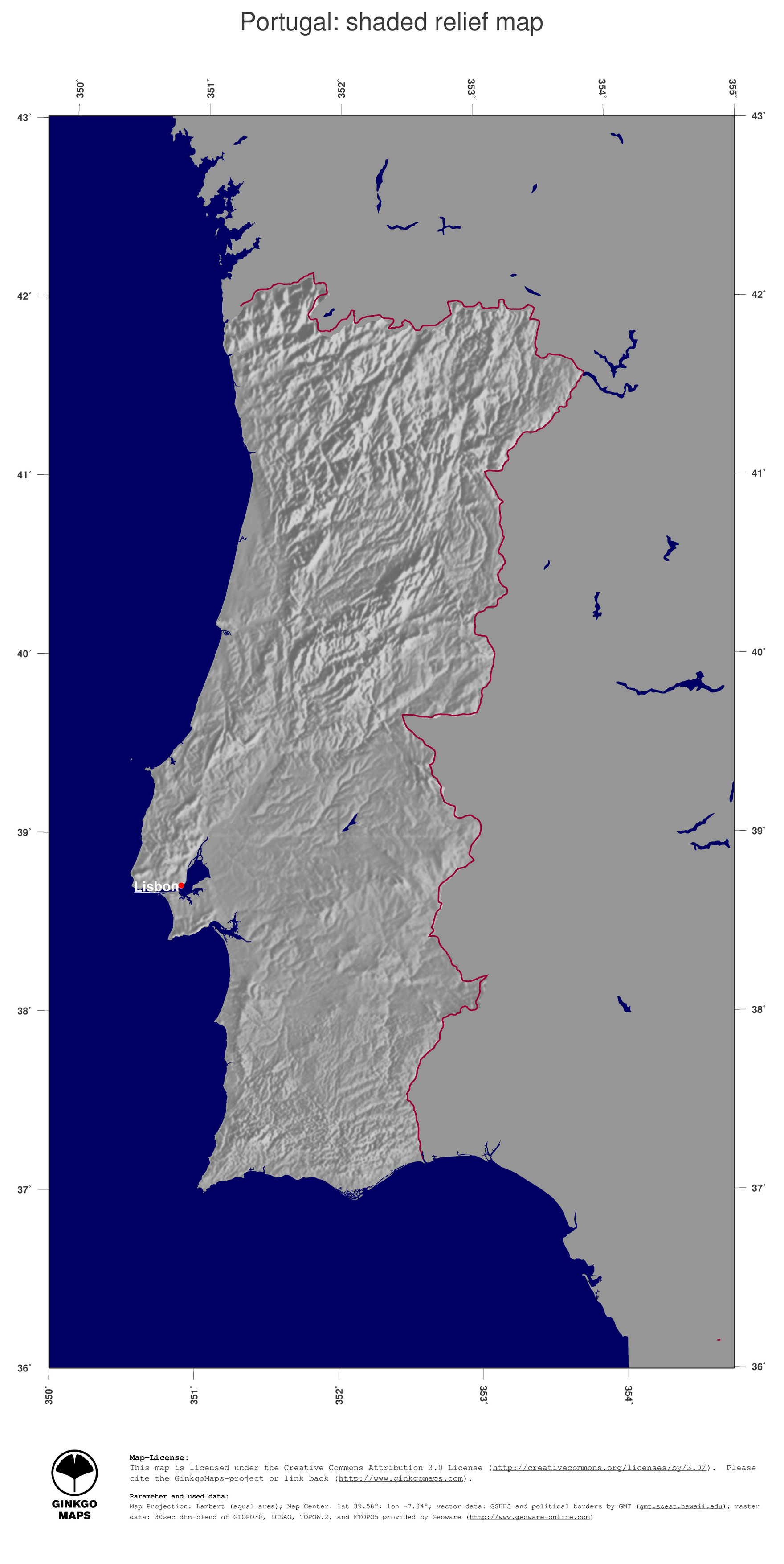 Map Portugal; GinkgoMaps continent: Europe; region: Portugal
