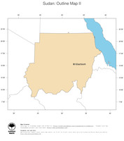 #2 Map Sudan: political country borders and capital (outline map)