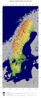 #4 Map Sweden: color-coded topography, shaded relief, country borders and capital