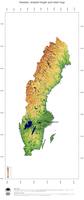 #3 Map Sweden: color-coded topography, shaded relief, country borders and capital