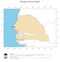 #2 Map Senegal: political country borders and capital (outline map)