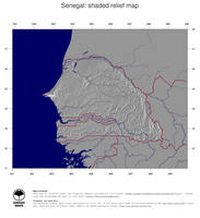 #4 Map Senegal: shaded relief, country borders and capital