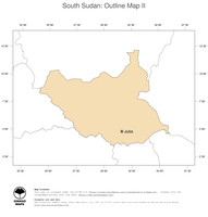 #2 Map South Sudan: political country borders and capital (outline map)