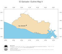 #2 Map El Salvador: political country borders and capital (outline map)