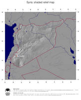 #4 Map Syria: shaded relief, country borders and capital