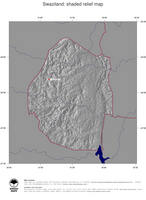 #4 Map Swaziland: shaded relief, country borders and capital