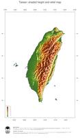 #3 Map Taiwan: color-coded topography, shaded relief, country borders and capital