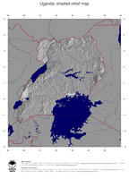 #4 Map Uganda: shaded relief, country borders and capital