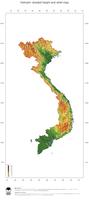 #3 Map Vietnam: color-coded topography, shaded relief, country borders and capital