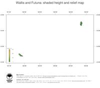 #3 Map Wallis and Futuna: color-coded topography, shaded relief, country borders and capital