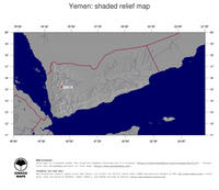 #4 Map Yemen: shaded relief, country borders and capital