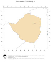 #2 Map Zimbabwe: political country borders and capital (outline map)