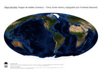 #18 Mapa Mundo: Tierra, fondo marino y topograf�a (con Fronteras Nacional)