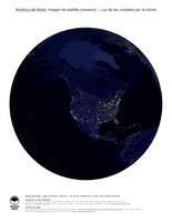 #7 Mapa America del Norte: Luz de las ciudades por la noche (con Fronteras Nacional)