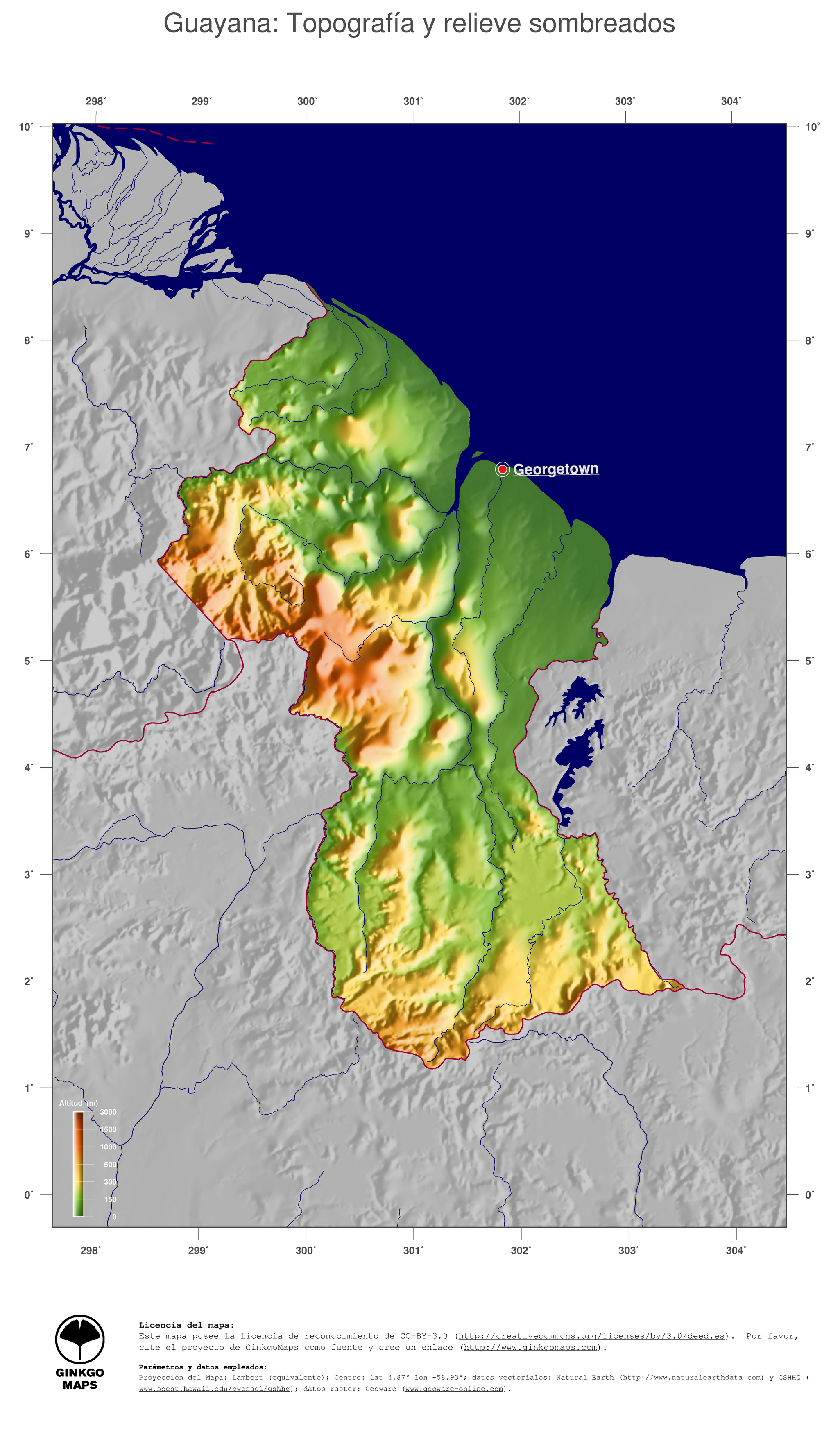 Mapa Guayana; mapas colección continente América del Sur; record: Guayana