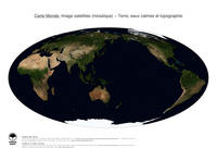 #23 Carte Monde: Terre, eaux calmes et topographie