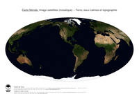 #24 Carte Monde: Terre, eaux calmes et topographie
