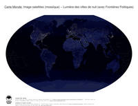 #37 Carte Monde: Lumi�re des villes de nuit (avec Fronti�res Politiques)