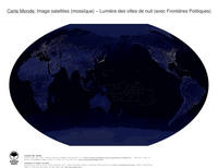#38 Carte Monde: Lumi�re des villes de nuit (avec Fronti�res Politiques)