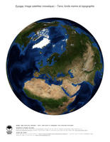 #3 Carte Europe: Terre, fonds marins et topographie (avec Fronti�res Politiques)