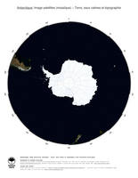 #5 Carte Antarctique: Terre, eaux calmes et topographie (avec Fronti�res Politiques)