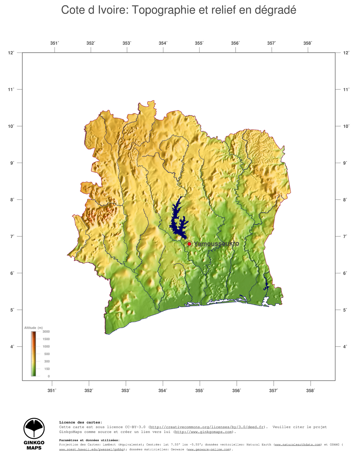 Carte Côte d'Ivoire cartes géographiques Afrique record Côte d'Ivoire