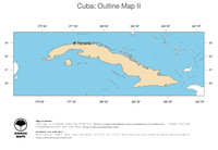 #2 Map Cuba: political country borders and capital (outline map)