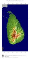 #5 Map Sri Lanka: color-coded topography, shaded relief, country borders and capital