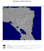 #4 Map Nicaragua: shaded relief, country borders and capital