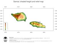 #3 Map Samoa: color-coded topography, shaded relief, country borders and capital